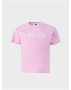 Футболка с лого в тон, розовая Msgm