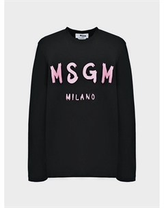 Толстовка с розовым лого, черная Msgm
