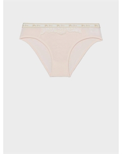 Трусы с белыми кружевами и логотипом на резинке, светло-розовые Story loris
