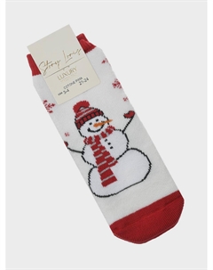 Белые носки с защитой, принт "Снеговик" Story loris