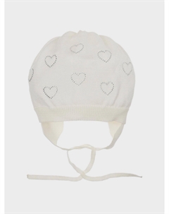 Кремовая шапка с сердечками из стразов Catya