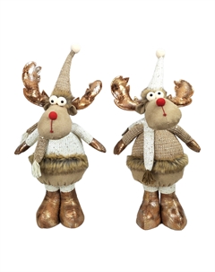 Новогодний сувенир "Лось в колпаке и шарфике" Cream/champagne, 18x12x42 см, цена за 1 шт. Timstor