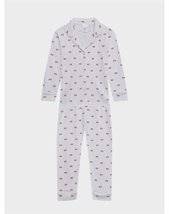 Пижама с принтом красных бантиков, белая Lyda baby