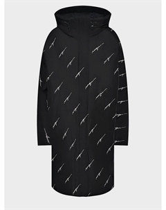Пальто стеганое, мелкий принт лого Msgm