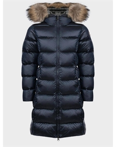Стеганое пальто с отделкой мехом енота Colmar