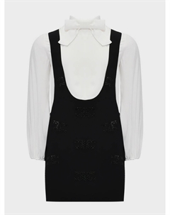 Черный сарафан в стразах + белая рубашка с бантиком Elisabetta franchi