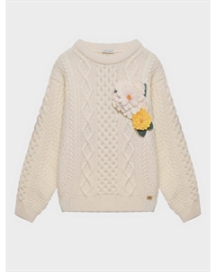 Джемпер с цветочной брошью, кремовый Dolce&gabbana