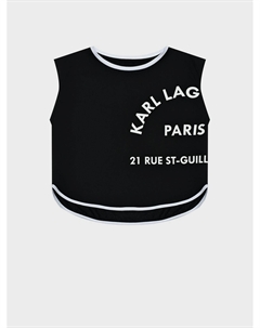 Топ без рукавов с белой окантовкой и логотипом, черный Karl lagerfeld