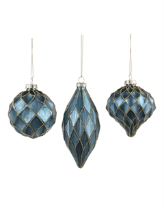 Шар с рельефным узором 3D, 8 см, синий и золотистый, 3 вида Goodwill