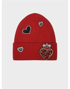 Красная шапка с декором "сердца" Regina