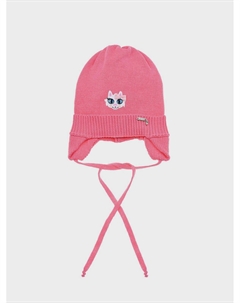 Розовая шапка с нашивкой "кошка" Il trenino