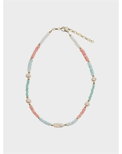 Колье из латуни с перламутром, жемчугом и бирюзой I love cameo