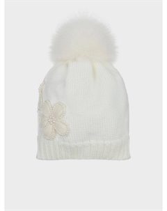 Кремовая шапка с аппликацией Catya