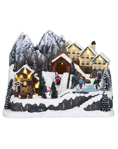 Новогодний сувенир Горнолыжный курорт, LED анимация, адаптер, 32.5х21.5х24 см Timstor