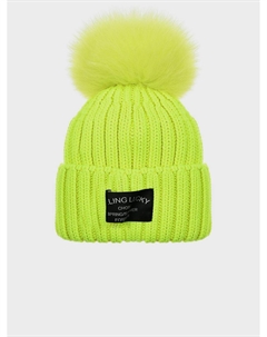 Шапка с меховым помпоном, желтая Chobi