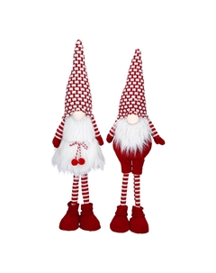 Новогодний сувенир Пара Гномов, 2 вида, бело-красный, 14,5x9,5x54 см Timstor