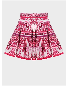 Бело-розовая юбка с принтом "майолика" Dolce&gabbana