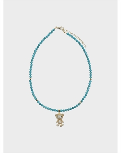 Колье из бирюзы с подвеской тигр с цирконами I love cameo