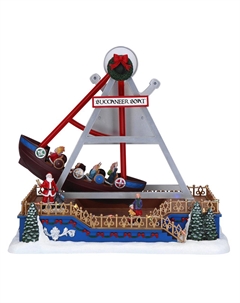Новогодний сувенир Пиратский корабль, LED анимация, адаптер, 33х22х32 см Timstor