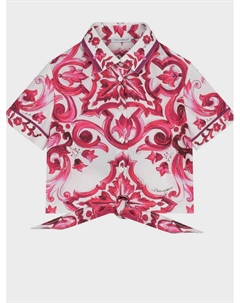 Бело-розовая рубашка с принтом "майолика" Dolce&gabbana