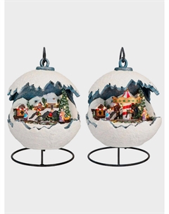 Новогодний сувенир "Елочный Шар с анимацией на подставке" 2 вида 20,5x20,5x22 см Timstor