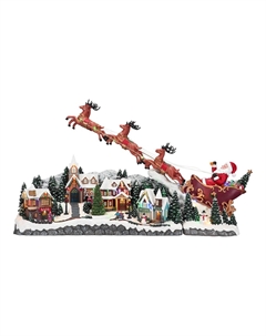 Новогодний сувенир "Рождественская деревня с Сантой и оленями" Timstor