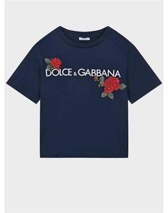 Футболка с вышивкой "розы" Dolce&gabbana