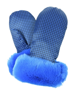 Синие варежки с принтом "гусиная лапка" Ploomlé