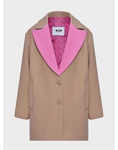 Однобортное пальто с розовой подкладкой Msgm