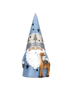 Новогодний сувенир Гном и Олень, голубой, LED 17x15,5x38 см Timstor