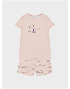 Розовая пижама с принтом кошки в кресле Sanetta