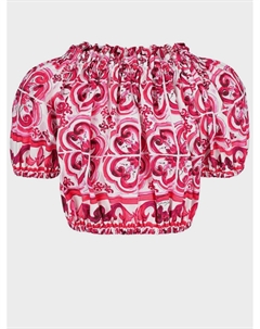 Укороченный топ с принтом "майолика" Dolce&gabbana