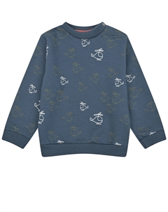 Темно-синий свитшот с принтом "вертолеты" Sanetta