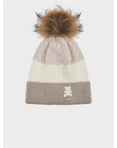 Шапка в полоску с меховым помпоном Il trenino