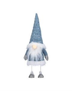 Новогодний сувенир Гном, голубой, LED 16x10x38 см Timstor