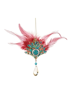 Подвеска Веер с кристаллом, розовый/голубой, 19 см Goodwill