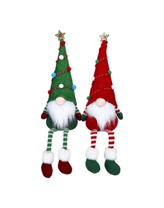 Новогодний сувенир Гном, 2 вида, зеленый/красный, 14x10x55 см Timstor
