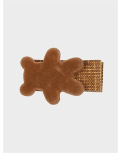 Заколка в клетку с мишкой, коричневая Rena chris