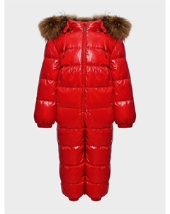 Комбинезон с отделкой мехом енота, красный Manudieci