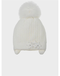 Белая шапка с цветочным декором Joli bebe