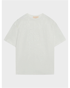 Футболка со сплошным лого в тон, белая Elisabetta franchi