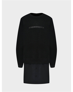Платье с вязаным верхом и логотипом, черное Mm6