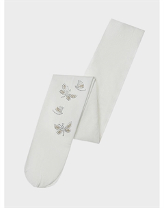 Колготки с бабочками из стразов, белые Story loris