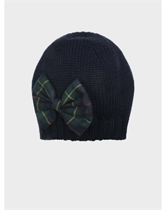 Темно-синяя шапка с бантом в клетку Catya