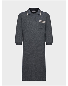 Платье с воротником-поло серого цвета Brunello cucinelli