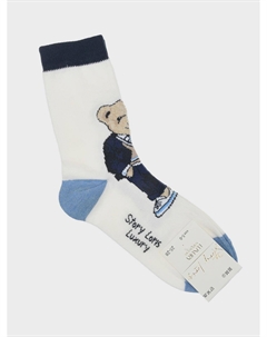 Белые носки с принтом "медвежонок" Story loris