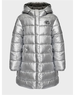 Пальто стеганое с логотипом, серебристое Diesel