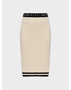 Вязаная юбка с логотипом, белая Marni