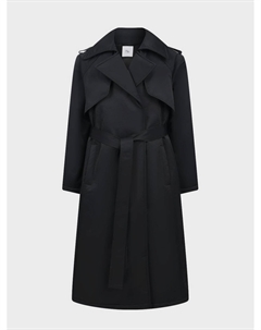 Черный утепленный тренч с поясом Miko