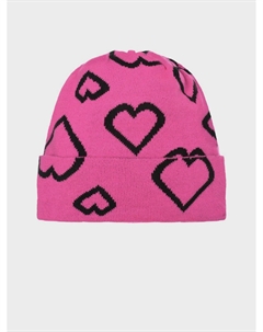 Шапка цвета фуксии с принтом "сердца" Catya